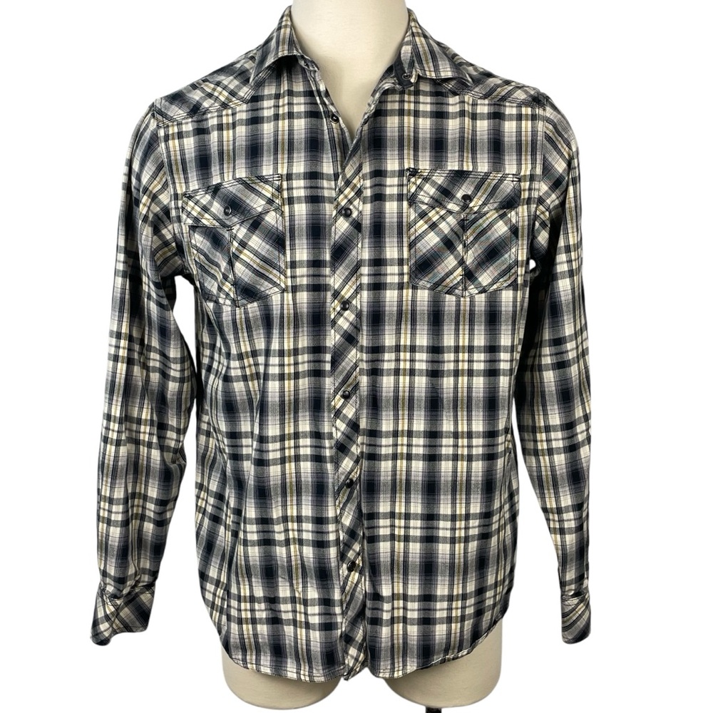 Men’s Mountain Khakis Western Pearl Snap Buttons Long Sleeve Cotton Large 0267‎